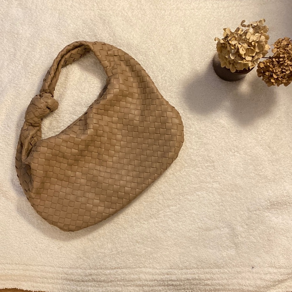 Tan Quilted Shoulder Bag